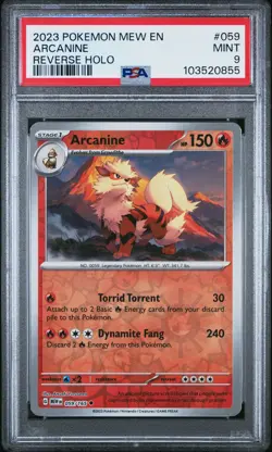 2023 POKEMON 151 MEW EN #59 ARCANINE REVERSE HOLO PSA 9 151 - Image 2