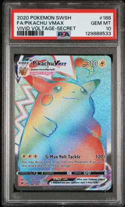2020 POKEMON SWORD & SHIELD VIVID VOLTAGE SECRET FULL ART/PIKACHU VMAX PSA 10 - Image 1