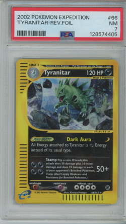 2002 Pokemon Expedition Tyranitar Reverse Foil PSA 8 #66/165 - Image 1