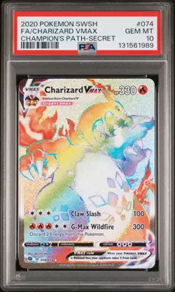 2020 POKEMON SWORD & SHIELD CHAMP'S PATH SECRET FULL ART/CHARIZARD VMAX PSA 10 - Image 1