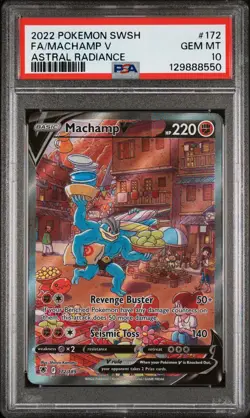 2022 POKEMON SWORD & SHIELD ASTRAL RADIANCE #172 FULL ART/MACHAMP V PSA 10 - Image 1