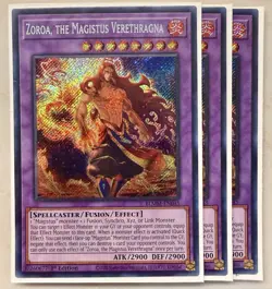 3x Zoroa, the Magistus Verethragna 1st Edition Secret Rare BLMM-EN045 Yu-Gi-Oh! - Image 1