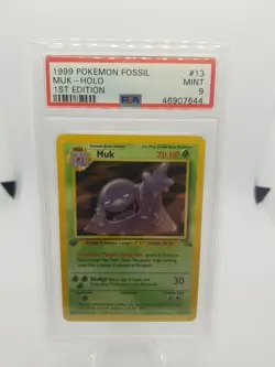PSA 9 Muk Holo Rare First Edition Pokemon Card WOTC - Fossil 13/62 - Image 1