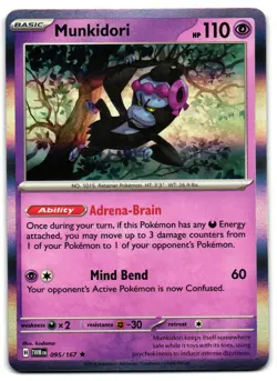 Munkidori 095/167 - Twilight Masquerade Rare Pokemon TCG Holo - M/LP Card - Image 1