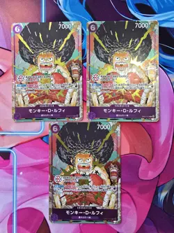 One Piece TCG JP Luffy OP07-073 BANDAI CARD GAMES Fest Promo 3 Pcs (Defect) - Image 1