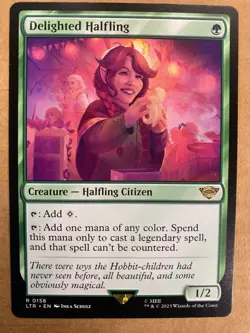 MTG 1x Delighted Halfling # 158 Lord of the Rings Magic the Gathering Card x1 NM - Image 1