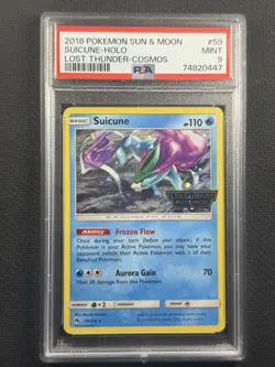 Pokemon Cards PSA 9 Mint Suicune Holo Lost Thunder Cosmos S&M 2018 59/214 - Image 1