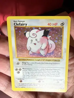 MODERATELY PLAYED (MP) 1999 Clefairy SHADOWLESS Base Set Holo 5/102 WOTC Pokemon - Image 2