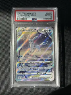 PSA 10 Glaceon Vstar #GG40 2023 Pokemon Sword And Shield Crown Zenith 126695082 - Image 1
