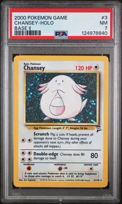 2000 POKEMON BASE SET 2 #3 CHANSEY-HOLO PSA 7 - Image 1