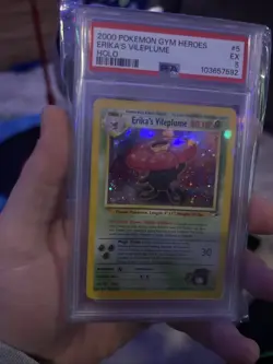 PSA 5 Graded Pokemon Erika's Vileplume Gym Heroes 5/132 Orb Holo Rare - Image 1