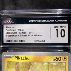 2025 Pokemon TCG Black Star Promo #214 Pikachu Illustration Contest 2024 CGC 10 - Image 2