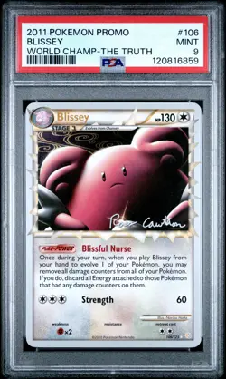 2011 POKEMON WORLD CHAMPIONSHIPS PROMO THE TRUTH #106 BLISSEY PSA 9 - Image 1
