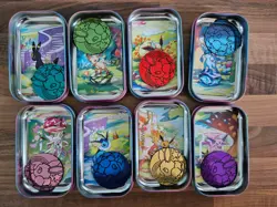 Pokemon TCG Prismatic Evolutions Tin Full Set 8 EMPTY Mini Tin Artworks & Coins - Image 1