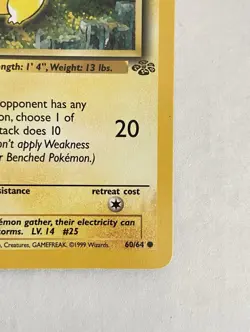 Pokemon TCG Pikachu 60/64 Jungle Unlimited Vintage 1999 LP - Image 4