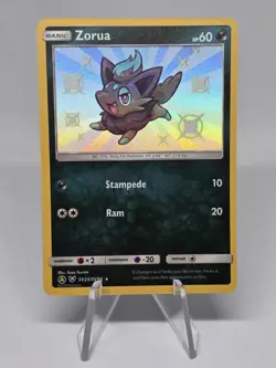 2019 Pokemon TCG Sun & Moon Hidden Fates Shiny Vault SV#25 Zorua Shiny Holo Rare - Image 1