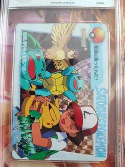 Pokemon 140 Ash Pikachu Squirtle Holo Prizm Carddass Vending Japan PGS PSA 10 - Image 3