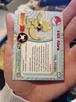 Abra #63 Pokemon Topps TV Animation Series 1 Foil Card NM Vintage - Image 3
