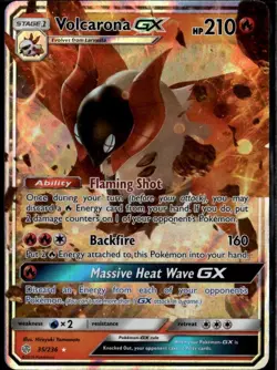 Volcarona GX Ultra Rare SM - Cosmic Eclipse 35/236 Fire Pokemon Card TCG - Image 1