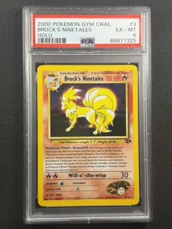Pokemon Cards PSA 6 Ex-Mt Brock's Ninetales Holo Gym Challenge Set 2000 3/132 - Image 1