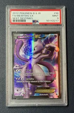 2012 Pokemon Card Black & White Next Destinies Mewtwo EX Full Art 98/99 PSA 9 - Image 1