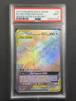 Pokemon Cards PSA 9 Mint Moltres Zapdos Articuno Gx Hidden Fates FA Secret 69/68 - Image 1