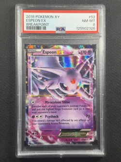 Pokemon Cards PSA 8 Nm-Mt Espeon Ex Breakpoint Xy 2016 Ultra Rare 52/122 - Image 1