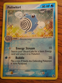 Pokemon 2004 Pokemon Leaf Green Fire Red Poliwhorl holo card, mint condition - Image 1