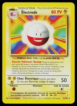 Pokemon Card - Electrode FRENCH Base Set 21/102 Rare - Image 1