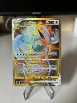 Pokemon TCG SWSH Silver Tempest Lugia VSTAR Card 211/195 Gold Secret Rare NM/M - Image 1