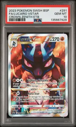 Lucario Vstar Alt Art Promo PSA 10 Pokemon Crown Zenith SWSH291 - Image 1