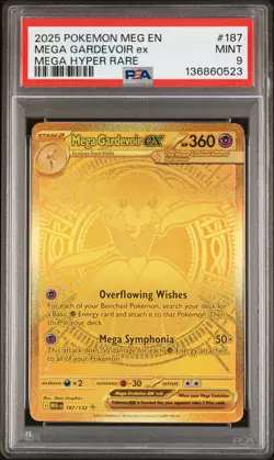 2025 Pokemon Mega Evolution Mega Gardevoir ex Full Art Hyper Rare #187/132 PSA 9 - Image 1