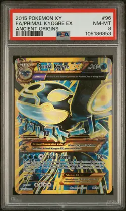 2015 POKEMON XY ANCIENT ORIGINS #96 FULL ART/PRIMAL KYOGRE EX PSA 8 - Image 1