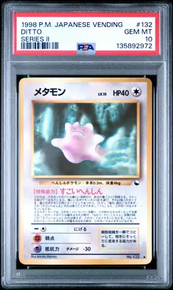1998 POKEMON JPN VENDING SER II #132 DITTO PSA 10 - Image 1
