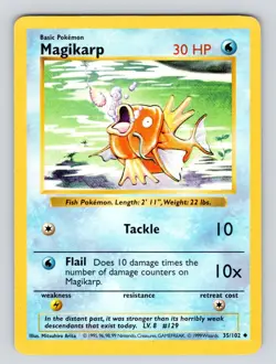 Pokemon TCG Magikarp Base Set 35/102 Regular Shadowless Uncommon - Image 1