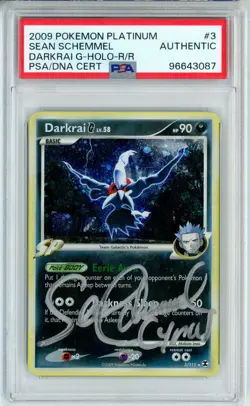 PSA Signed Sean Schemmel Pokemon TCG Darkrai G 3/111 Rising Rivals Holo Rare - Image 1