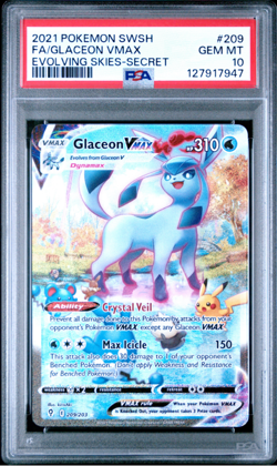 2021 Pokemon Sword & Shield Evolving Skies Alt Art Glaceon VMAX #209 PSA 10 GEM - Image 1
