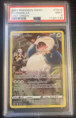 Pokemon Lost Origin SNORLAX Full Art SWSH Trainer Gallery HOLO TG10 ~ PSA 9 - Image 1