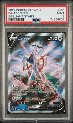 2022 POKEMON SWORD & SHIELD BRILLIANT STARS #166 FULL ART/ARCEUS V PSA 9 - Image 1