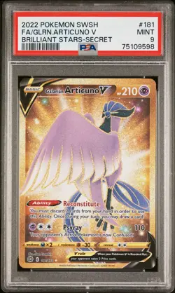 Pokemon GALARIAN ARTICUNO V 181/172 Gold Secret (2022 Brilliant Stars) PSA 9 - Image 1