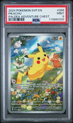 2024 POKEMON SVP EN-SV BLACK STAR PROMO PALDEA ADVENTURE CHEST PIKACHU PSA 9 - Image 1