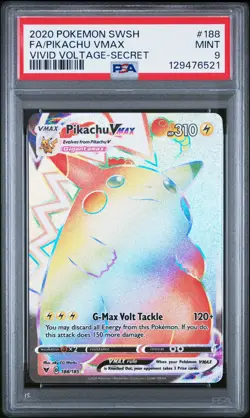 2020 POKEMON SWORD & SHIELD VIVID VOLTAGE SECRET FULL ART/PIKACHU VMAX PSA 9 - Image 1