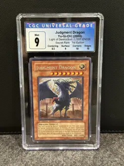 YuGiOh CGC 9 Mint Judgment Dragon LODT-EN026 1st Edition Secret Rare - Image 1