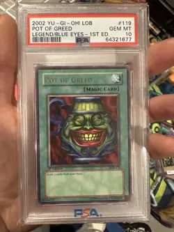 Yu-Gi-Oh Pot of Greed LOB-119 1st Edition Psa 10 - Image 1
