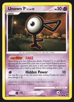 Unown F 56/106 Diamond & Pearl Great Encounters Pokemon Card MP - Image 1