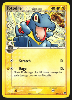 Totodile 67/101 EX Dragon Frontiers Pokemon Card EXC - Image 1