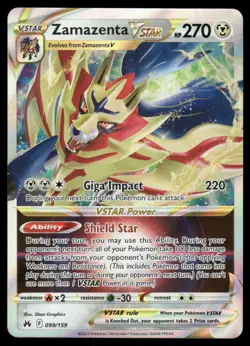Pokemon Cards Zamazenta VSTAR 099/159 Crown Zenith Holo Rare VSTAR NM - Image 1
