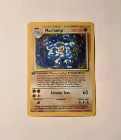 Machamp 1st Edition Pokemon Holo Rare TCG Card Base Set 8/102 MP - Image 1