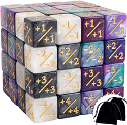 48 Pieces MTG Dice Counters Buff Token Dice Loyalty Dice Starry Marble D6 Dice - Image 1