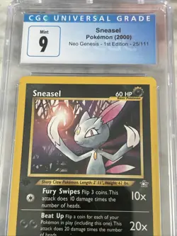 Pokemon TCG Sneasel Neo Genesis 25/111 Regular 1st Edition - CGC 9 Psa BGS - Image 3